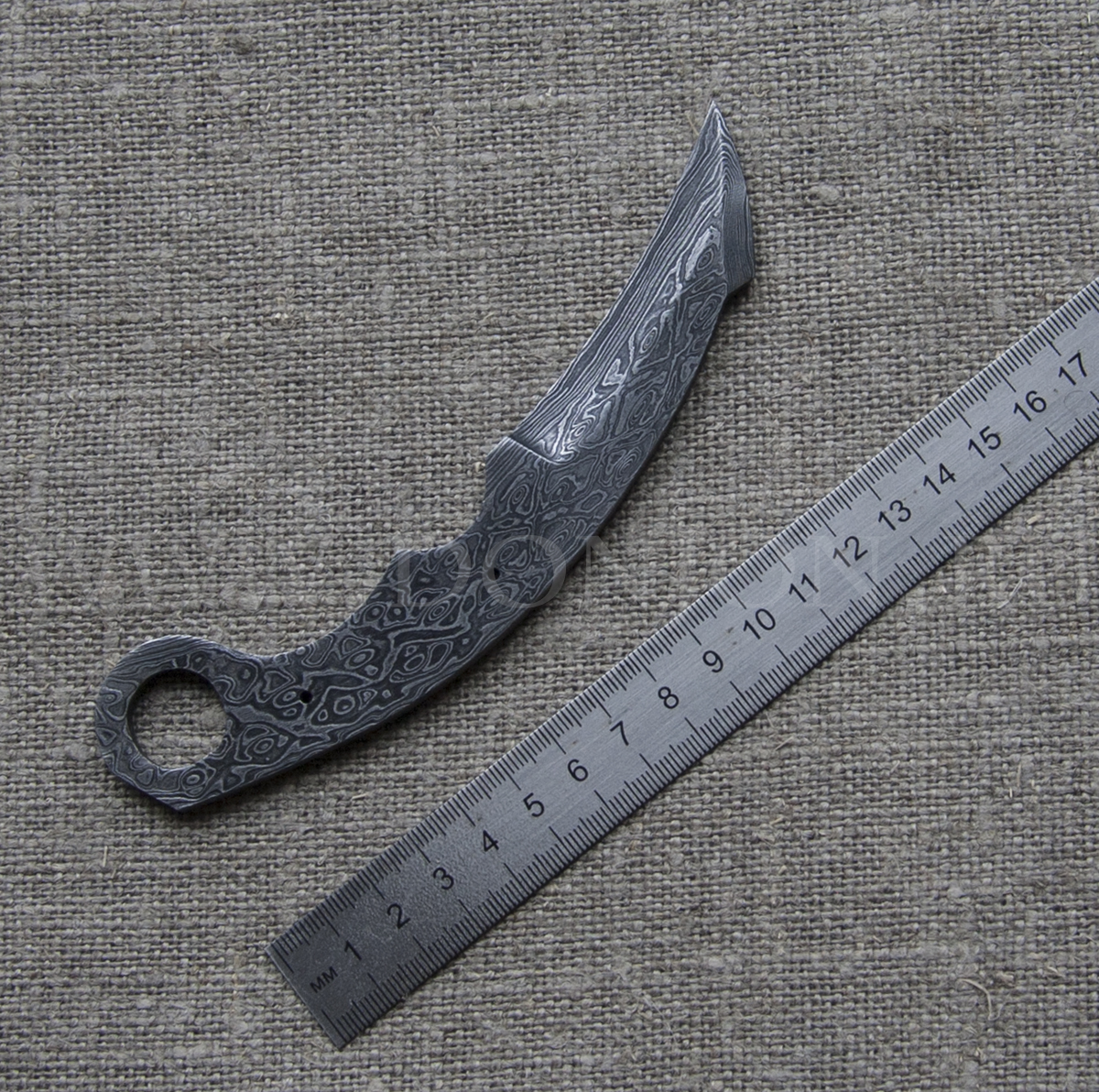 Клинок ножа "Керамбит" малый из дамаска (ВД)