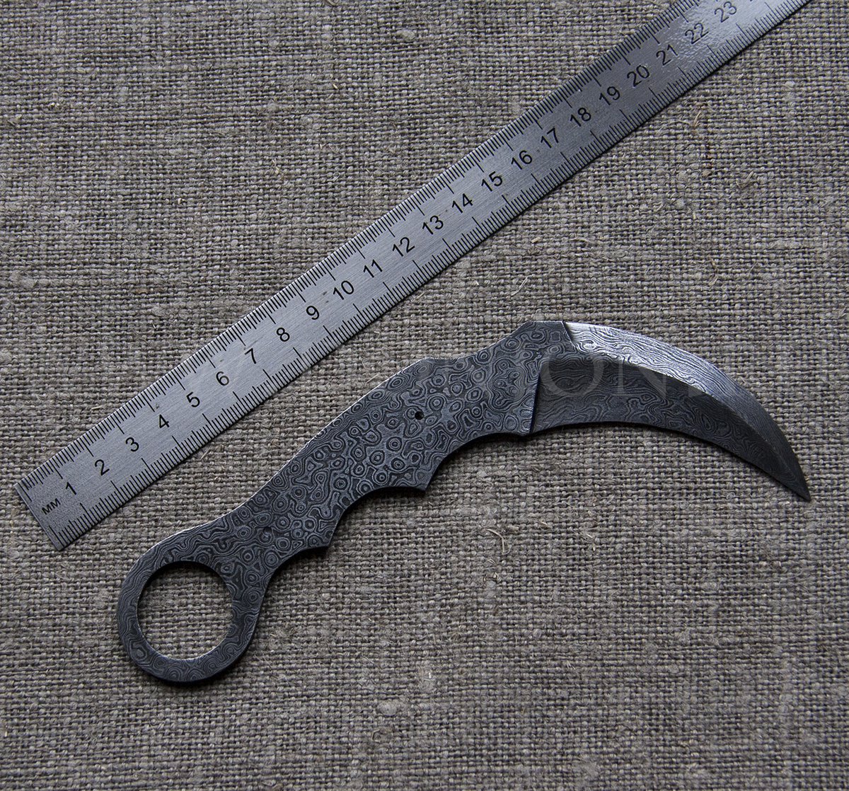 Клинок ножа "Керамбит" средний из дамаска (ВД)