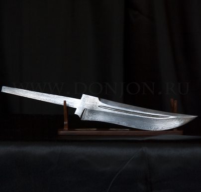 Клинок ножа "Клык" большой из дамаска (ВД)